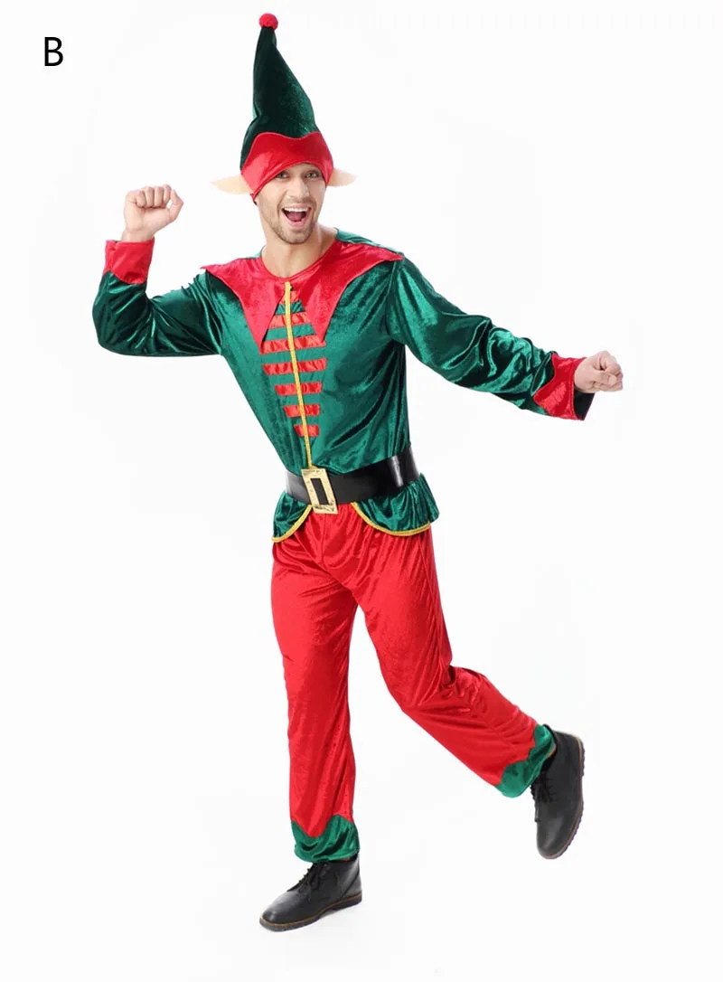 Взрослый Рождественский костюм эльфа мужской костюм Санта-эльфа мужской костюм необычное рождественское платье вечерние платья большого размера 2XL