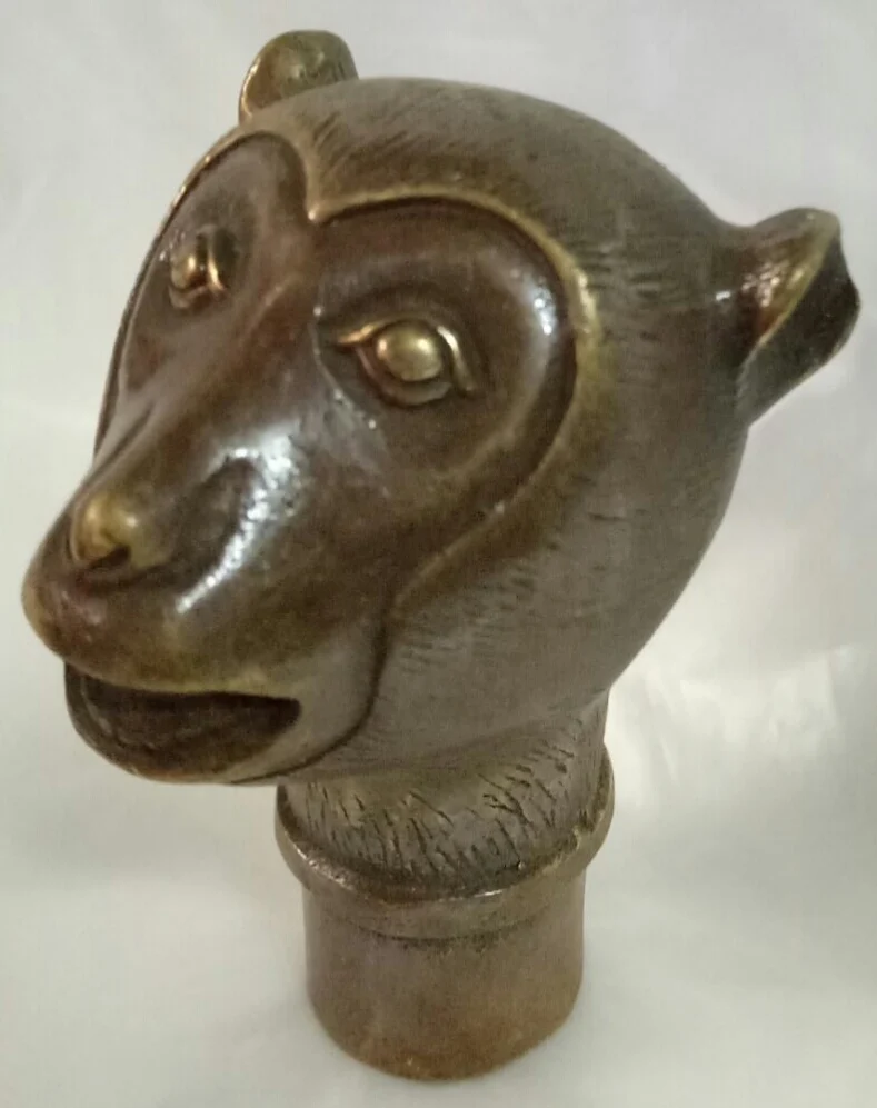 Chinese old hand bronze sculpture twelve zodiac monkey headin Statues
