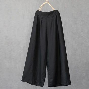 

Cotton and Linen Loose Wide Leg Pants women vintage Solid color Linen long Pants 2019 Spring and summer new Casual Pants women