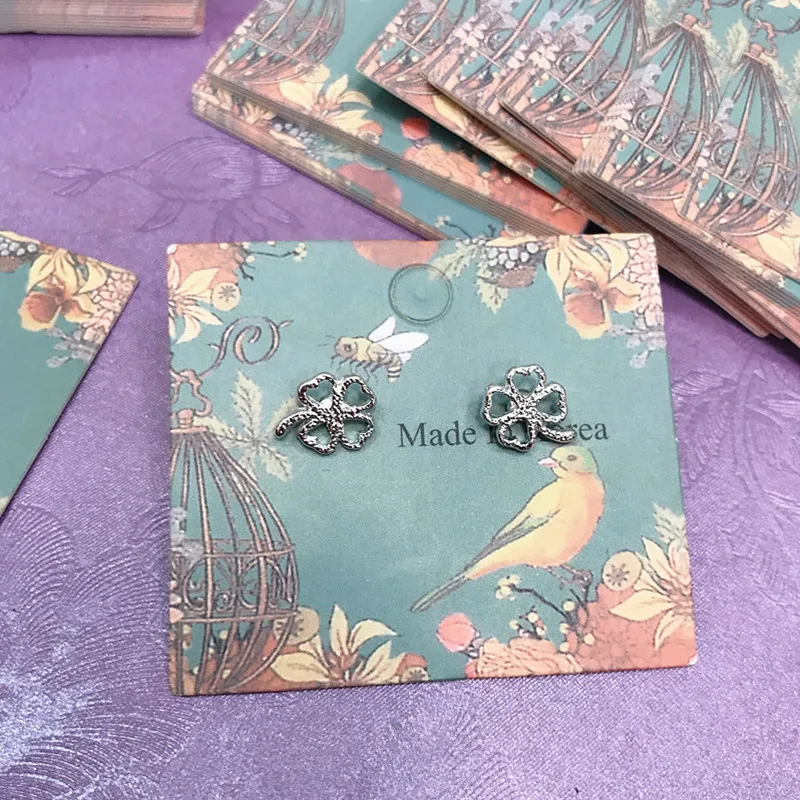 

20PCS Color Kraft Paper Ear Studs Card Hang Tag Jewelry Display Earring Marking Garment Prices Label Tags packaging Accessories