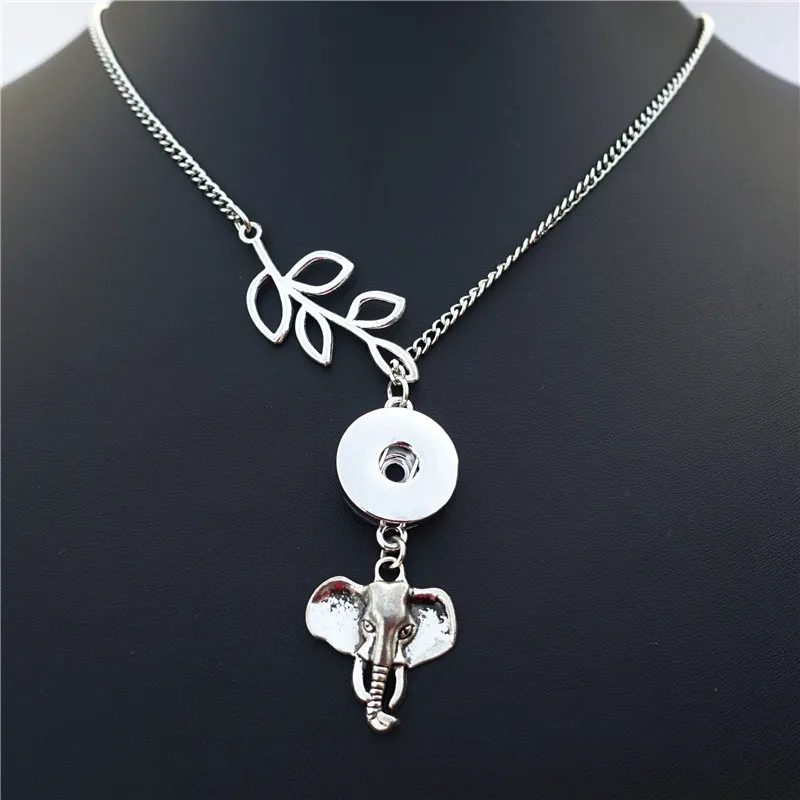 

Branch Leaf Snap Buttons Necklace,Includes One 18mm Snap Buttons Elephant Necklace Jewelry
