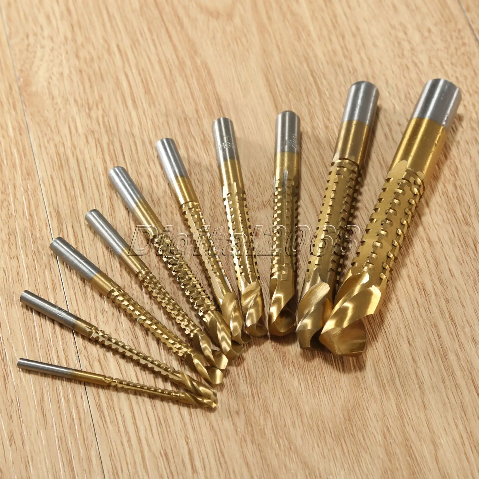 10Pcs/set Titanium Coated Saw Drill Bit Set Cutter Tools HSS High Speed Steel Woodworking Hole