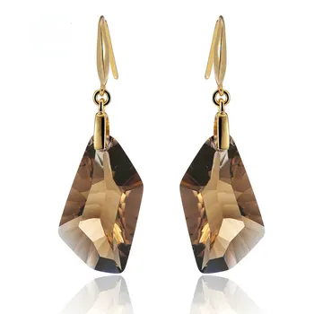 

MELE Hotsale ! Natural smoky quarts silver earring, speical shape in 13mm*24mm, all clean quality, hotsale earring