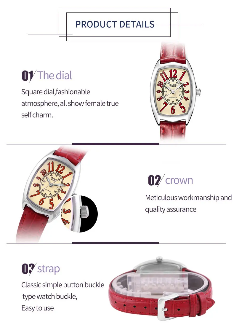 Relogio masculinoCasio montre миниатюрный montre rouge ceinture кварцевый миниатюрный montre carree LTP-1208E-9B2