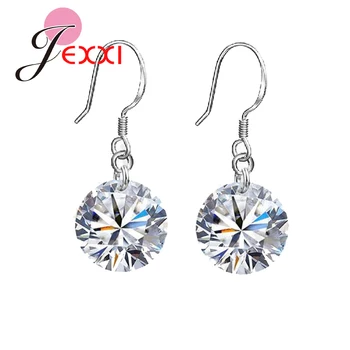 

Wholesale Price Simple 925 Silver Drop Statement Earrings Jewelry Women Austrian Crystal Earring For Wedding Party