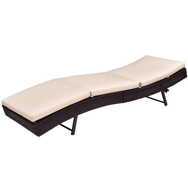 

Patio Pool Sun Bed Wicker Lounge Chair with Adjustable Back Outdoor Furniture Seating Sunloungers Outdoor Chair HW54848