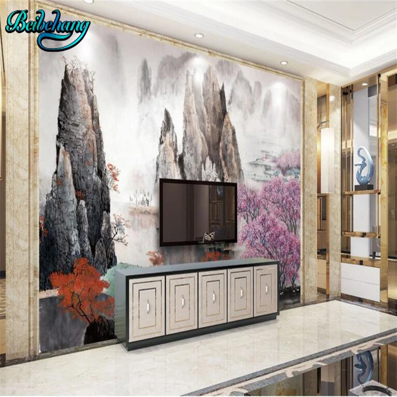 Новый китайский фон для гостиной с чернилами обои на заказ|wallpaper mural|custom wallpaper