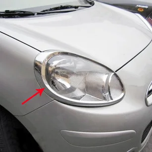 

For Nissan March 2010 - 2015 ABS Chrome Front Rear Trunk Headlight Tail Light Lamp Cover Trim Styling Garnish Bezel Molding