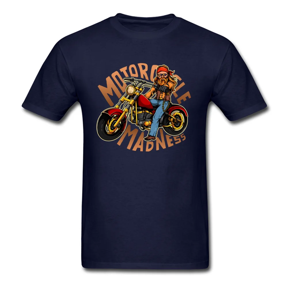Motorcycle Madness 100% Cotton Adult Short Sleeve Tops T Shirt Design Summer Autumn T-Shirt Slim Fit Crewneck Clothing Shirt Motorcycle Madness navy