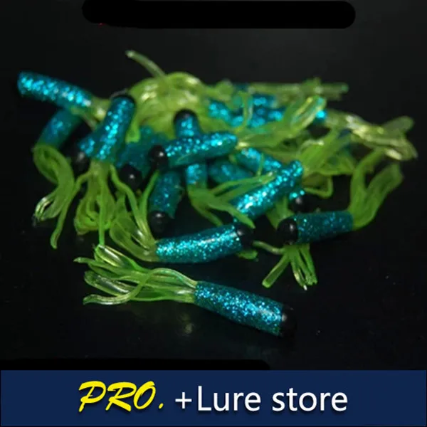 

100pcs 5cm soft silicone material smash fly lure baits soft tube lures with skirt soft tube lure water fishing