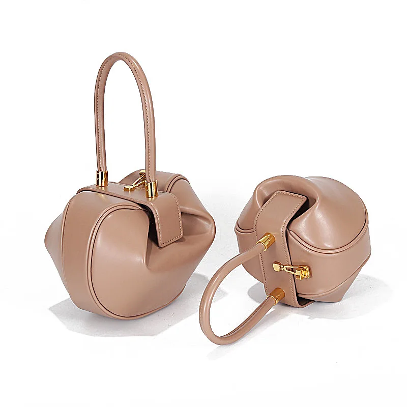 Beste CUMYKA 2019 Echt Leder Hobos Handtassen Mode Kleine Ontwerp Dumplings Dames Tote Koe Lederen Luxe Tassen Voor Vrouwen Solid