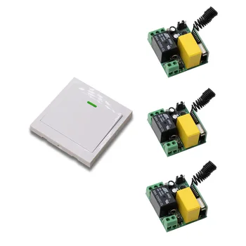 

AC 220V 1CH Channel Remote Control Switch 3Pcs Receiver + Wall Panel Transmitter Home Room Stairway Light Lamp Bulb LED RX TX