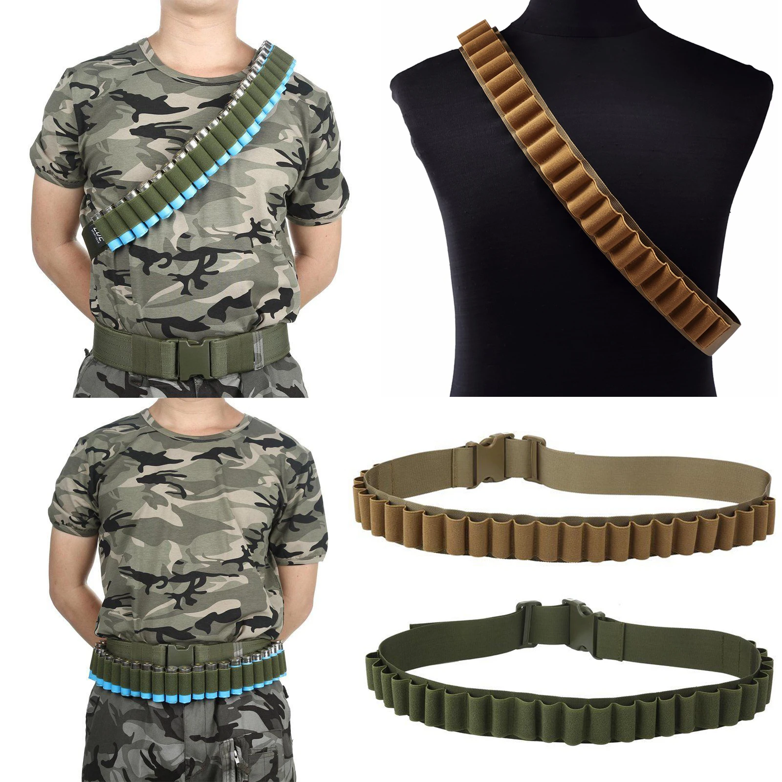 MAYITR Tactical Hunting for 12 Gauge Ammo Carrier Pouch Nylon Sling