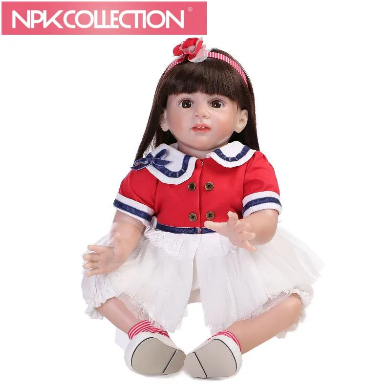 

60cm New Reborn Babies long Hair Reborn Toddler Girl Doll Silicone Baby Doll Gift for Girl Juguetes Brinquedos suprise Design