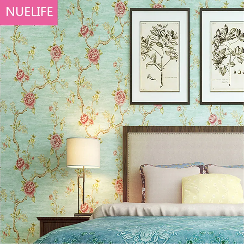 

0.53x10 meters nostalgic American style rural pastoral large flower wallpaper living room bedroom wedding room wallpaper