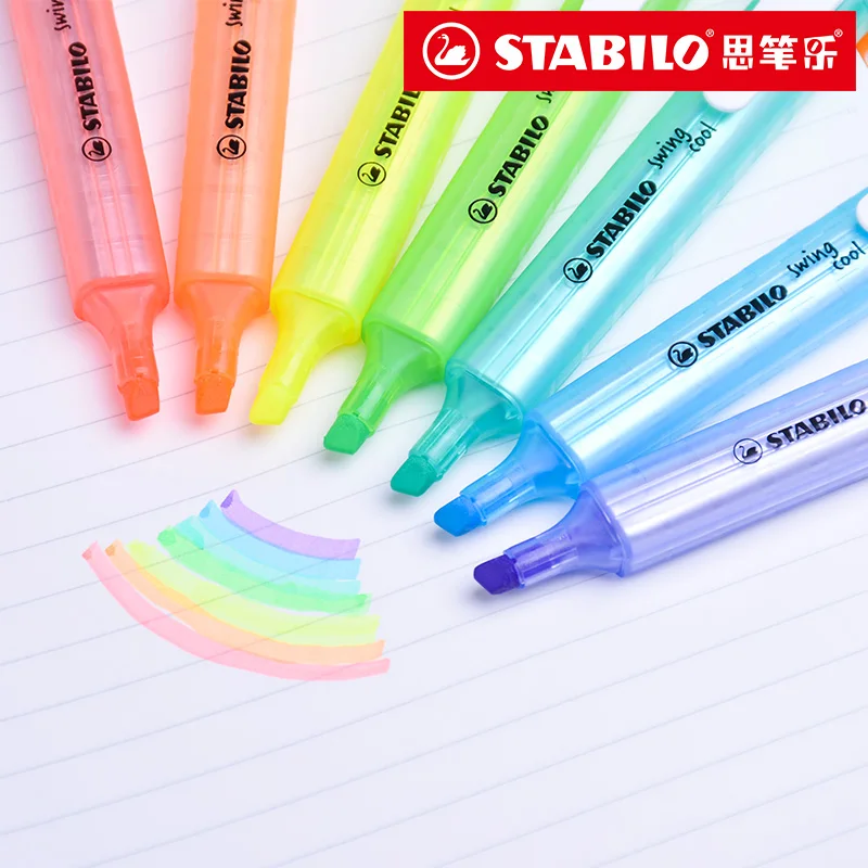 

Stabilo Swing Highlighter 8 Colors Pastel Highlighters 3mm Thick Line Text Marker School Stuff Mini Markers 275