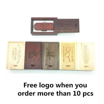 

Hot Sale (OVER 10 PCS free LOGO) wooden usb + box usb flash drive pendrive 4gb 8gb 16gb 32gb memory stick photography gifts