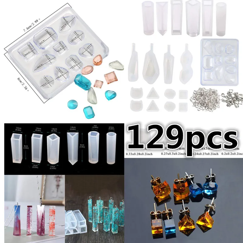 

129Pcs/Set DIY Silicone Rectangle Bookmark Mould Epoxy Resin Jewelry Craft Silicone Transparent Mold Jewelry Making Tools