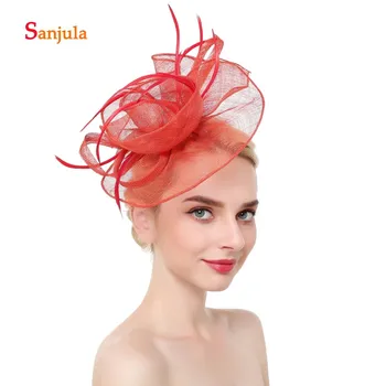 

Linen Flower Shape Bridal Hats 2019 Royal Blue Headpiece Elegant Women Formal Party Hats Fascinators accessori sposa H171