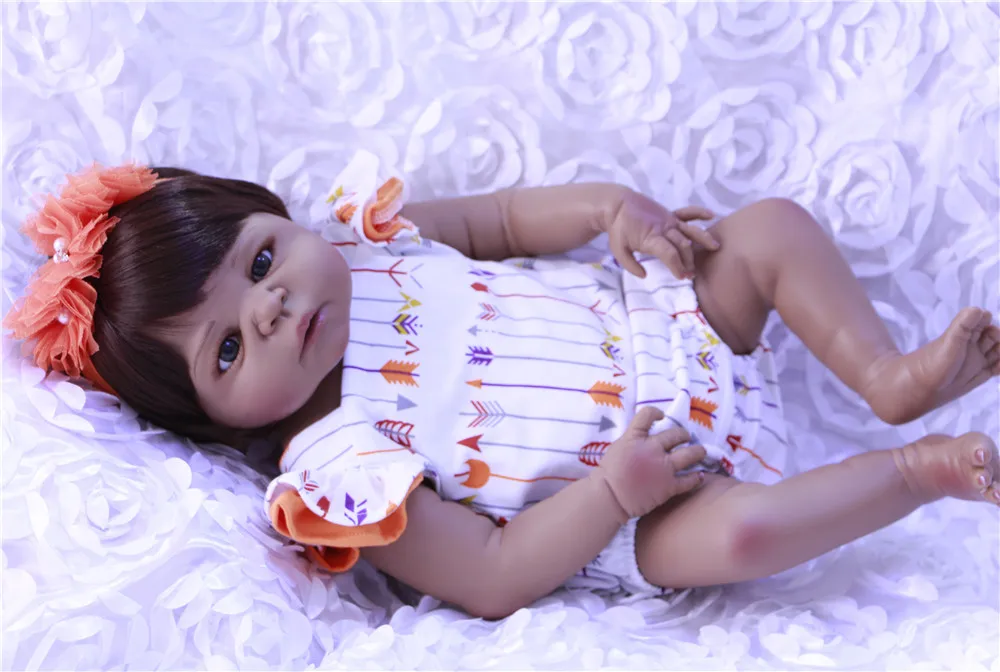 Силиконовая кукла reborn baby girl 55 см для новорожденной девочки BJD can bathe Bebe живой