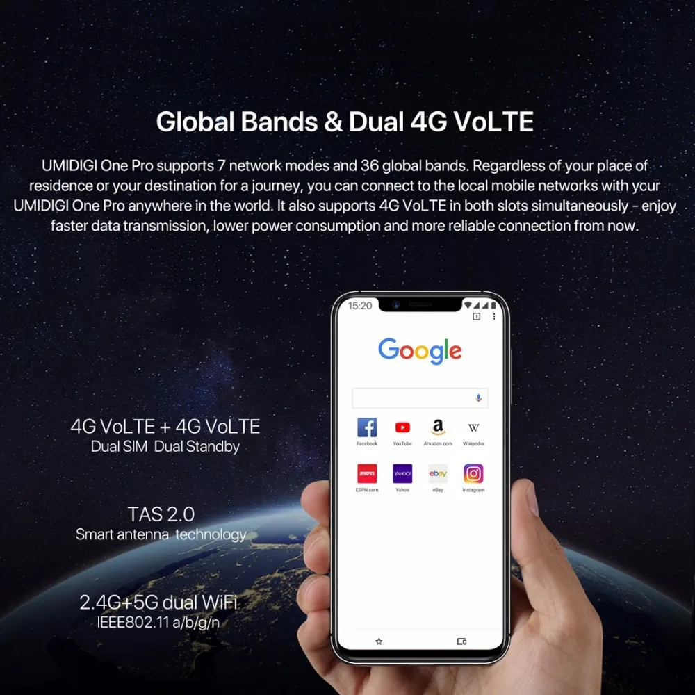 Мобильный телефон Umidigi ONE 5 9 дюйма 4 Гб 32 ПЗУ Восьмиядерный процессор Helio P23 Android 8 1 12