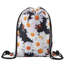 Оксфордская уличная сумка на шнурке с 3D-принтом, Модный женский повседневный рюкзак с цветочным принтом и буквенным принтом на шнурке, женский рюкзак с объемным принтом букета#345