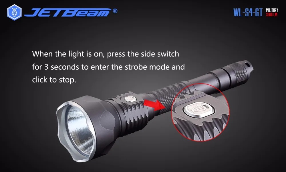 Tática para Esportes ao ar Caça Jetbeam gt Mtg2 Led Max.3300 Lumens Feixe Distância 400 Metros Tocha Livre Luz Wl-s4-gt Wl-s4 10 mtg2 led max.3300 lúmens, distância do feixe