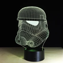 Hot sale White Warrior Colorful gradient 3D night light Creative remote control or touch switch night light led table lamp