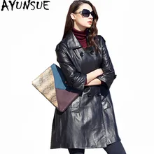 AYUNSUE Высококачественная куртка из натуральной кожи черная овчина Женская тонкая двубортная куртка Jaqueta Couro WXF268