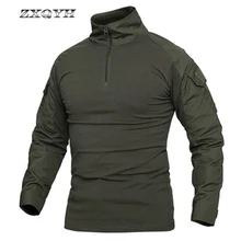ZXQYH уличные спортивные футболки Военная Тактическая Боевая рубашка охотничья армейская футболка с длинным рукавом походные рубашки летние мужские футболки