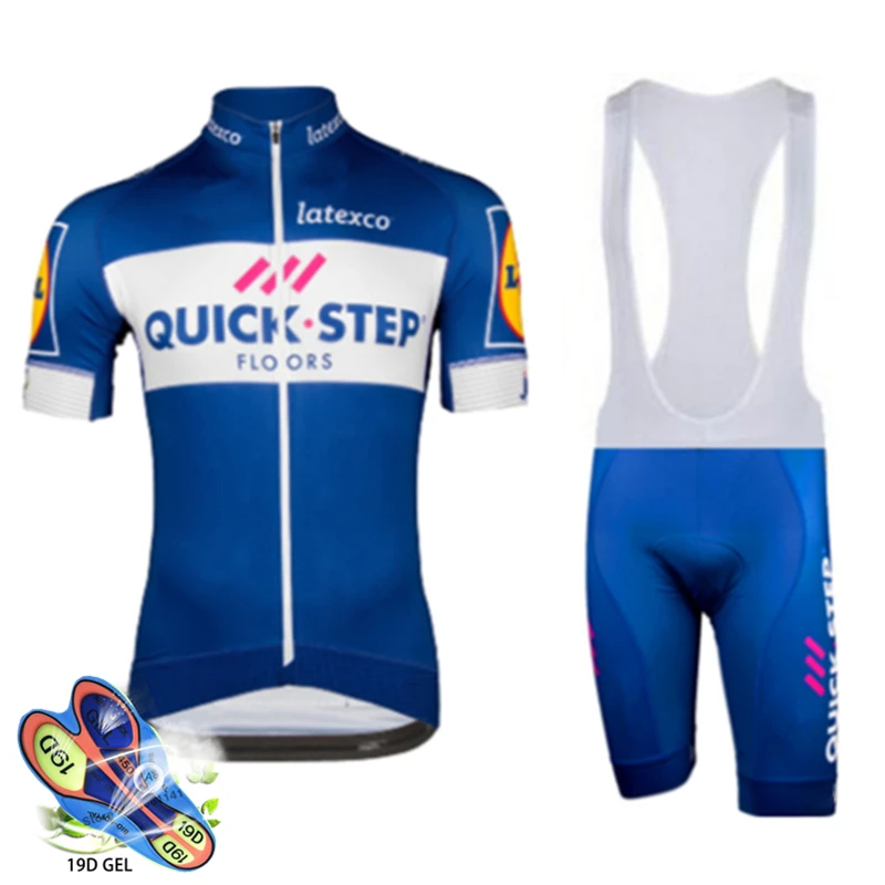 

2019 Blue Quickstep Cycling Clothing Bike Jersey Quick Dry Bicycle Clothes Men's Summer Team Cycling Jerseys 19D Bike Shorts Set
