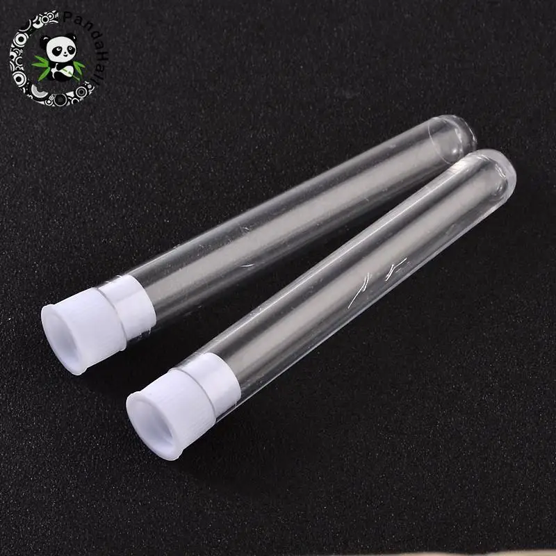 

200pcs Clear Tube Plastic Bead Containers with Lid, 12mm wide, 74.5mm long(Clear Tube); 82mm long(including the cover)