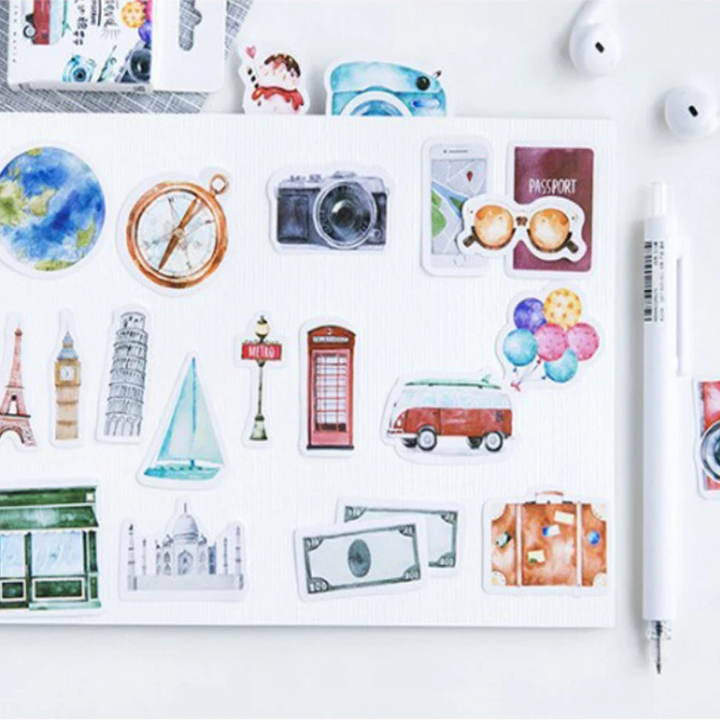 Diário dos Desenhos Pacotes Lote Viagem Engraçada Decoração Adesivos Faça Você Mesmo Animados Scrapbook Papelaria Atacado 20 - 9 Cheap Adesivos