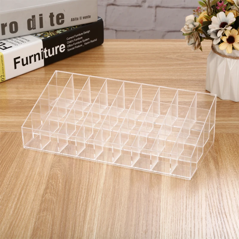 

QiaoFei 36 Grids Transparent Lipstick Holder Clear Acrylic Display Stand Sundry Storage Box Cosmetic Makeup Organizer