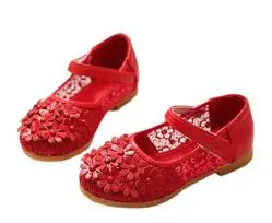 Новинка года; Летние сетчатые сандалии принцессы с бантом для маленьких девочек - Цвет: Красный