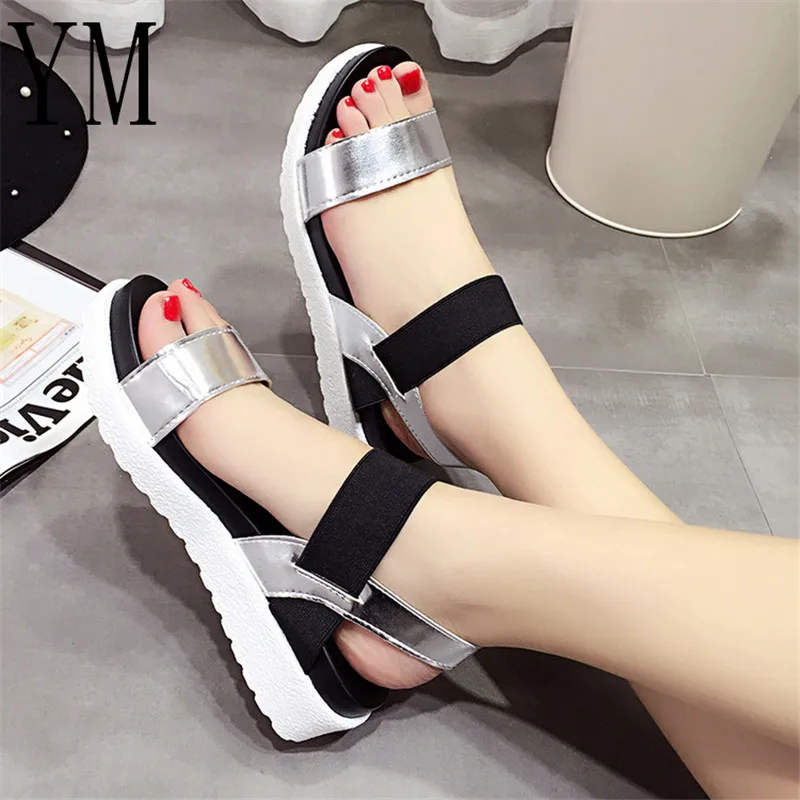 

2018 New Hot Sale Sandals Women Summer Slip On Shoes Peep-toe Flat Shoes Roman Sandals Bohemian sandals shoes Woman size 35-40