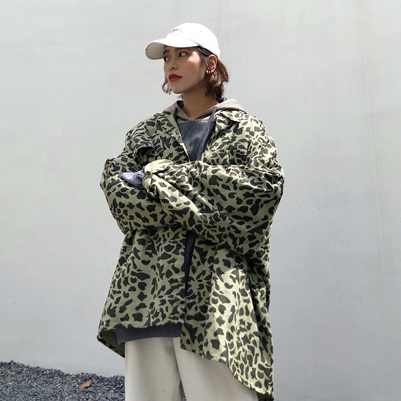 Мужская Уличная брендовая куртка-бомбер свободное леопардовое камуфляжное пальто с принтом Мужская модная трендовая ветровка плюс размер m-xl