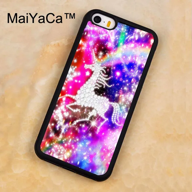 MaiYaCa Diamond Unicorn Rainbow Phone Case For iPhone 5 5S SE Luxury Cover Shell For Apple Back