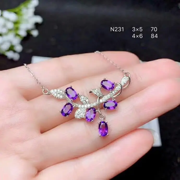 SHILOVEM 925 серебро Пьезоэлектричество подвески из аметиста завод классический тонкой новинки для женщин подарок 4*6 мм bz0406800agz