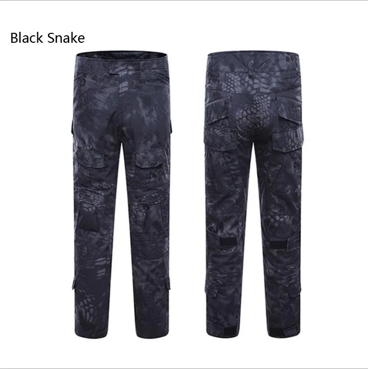 Водонепроницаемые тактические военные камуфляжные брюки карго для мужчин Rip-Stop анти-пиллинг армейские SWAT армейские брюки дышащие повседневные брюки - Цвет: Black Snake