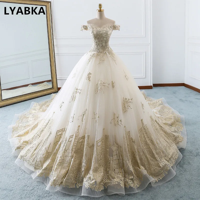 Vestido De Noiva Милая свадебное платье Часовня Поезд Свадебные платья Robe Mariage 2019 es Тюль