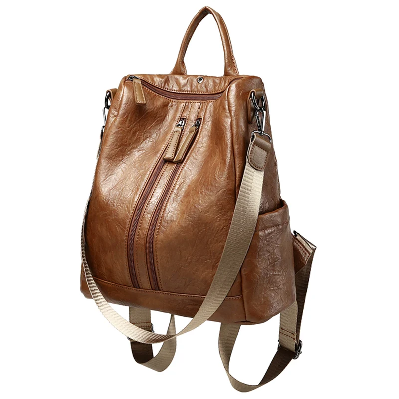 2018 de moda de cuero de la PU mochilas de alta calidad Mochila Escolar bolsas para la escuela de chicas adolescentes mango superior Anti robo Mochila