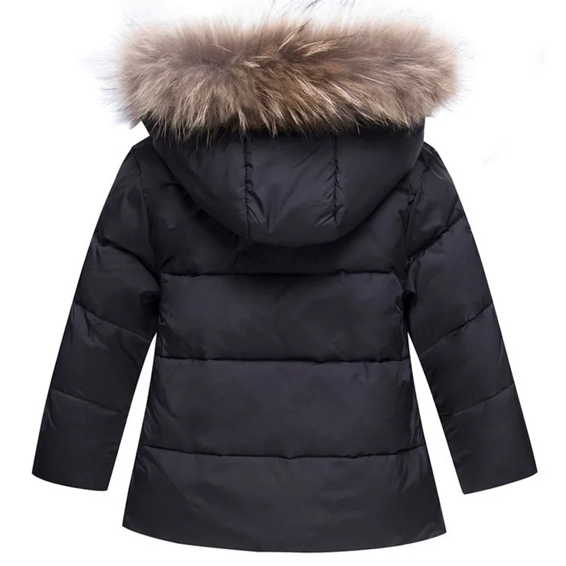 Комбинезон для маленьких мальчиков; Зимний пуховик с капюшоном и натуральным мехом для девочек; теплое Детское пальто; детский зимний комбинезон; зимняя одежда; комплект одежды для девочек