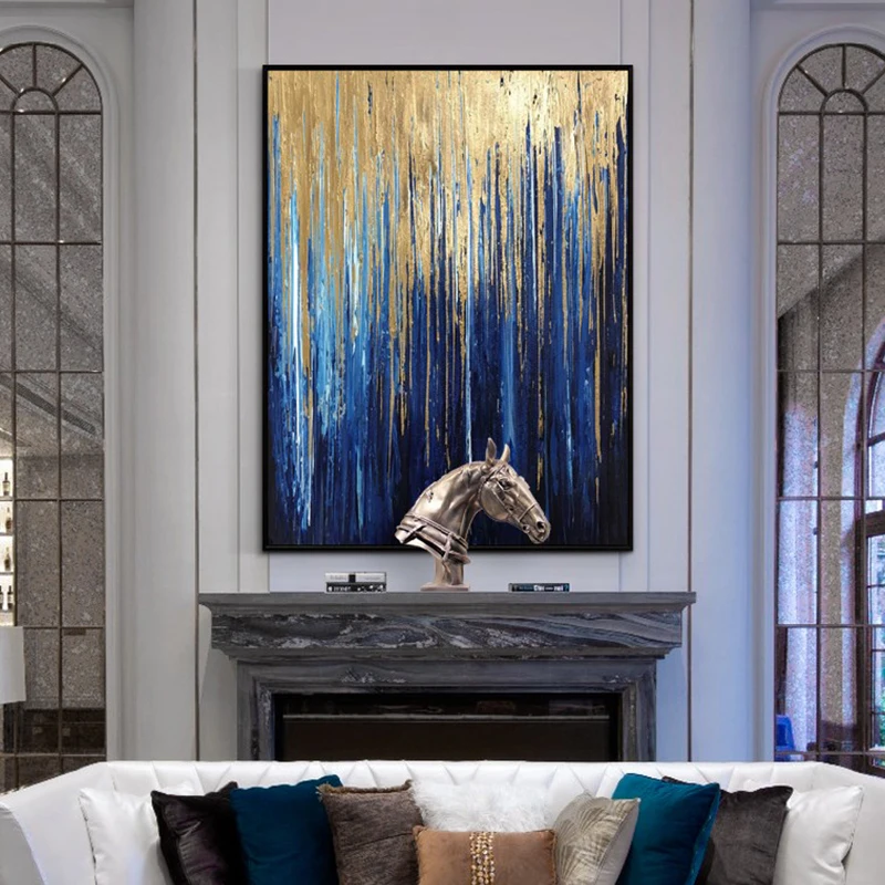 

100% Hand Painted Golden Scenery Art Oil Painting On Canvas Wall Art Wall Adornment Pictures Painting For Live Room Home Decor