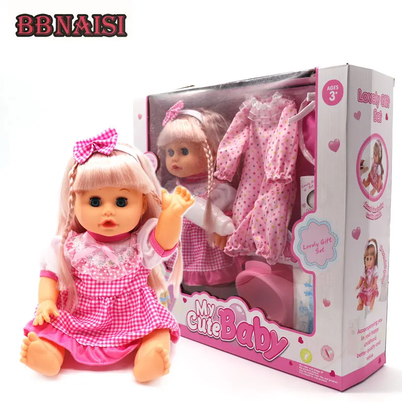 

Realistic Newborn Educational Baby Doll Toy Talking Toy Doll with feeding bottle changed clothes DIY Kids Girl Doll Toy