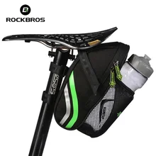 Rockbros MTB Road Bike Bag Reflective With Water Bottle Pocket Bicycle Saddle Bag Rear Seat Seatpost Bag Cycling Bag Accessories