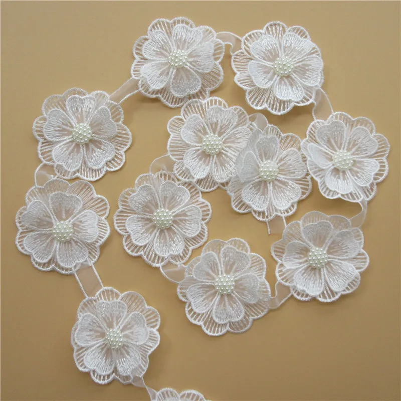 10x-White-Pearl-Flower-Handmade-Beaded-Embroidered-Lace-Edge-Trim-Ribbon-Double-Layered-Applique-Dress-DIY