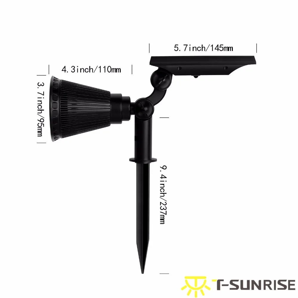 T-SUNRISE 4 шт Светодиодный фонарь на солнечных батареях Открытый 4 светодиодный солнечный светильник IP65 Водонепроницаемый угол регулируемый RGB настенный светильник для сада двора