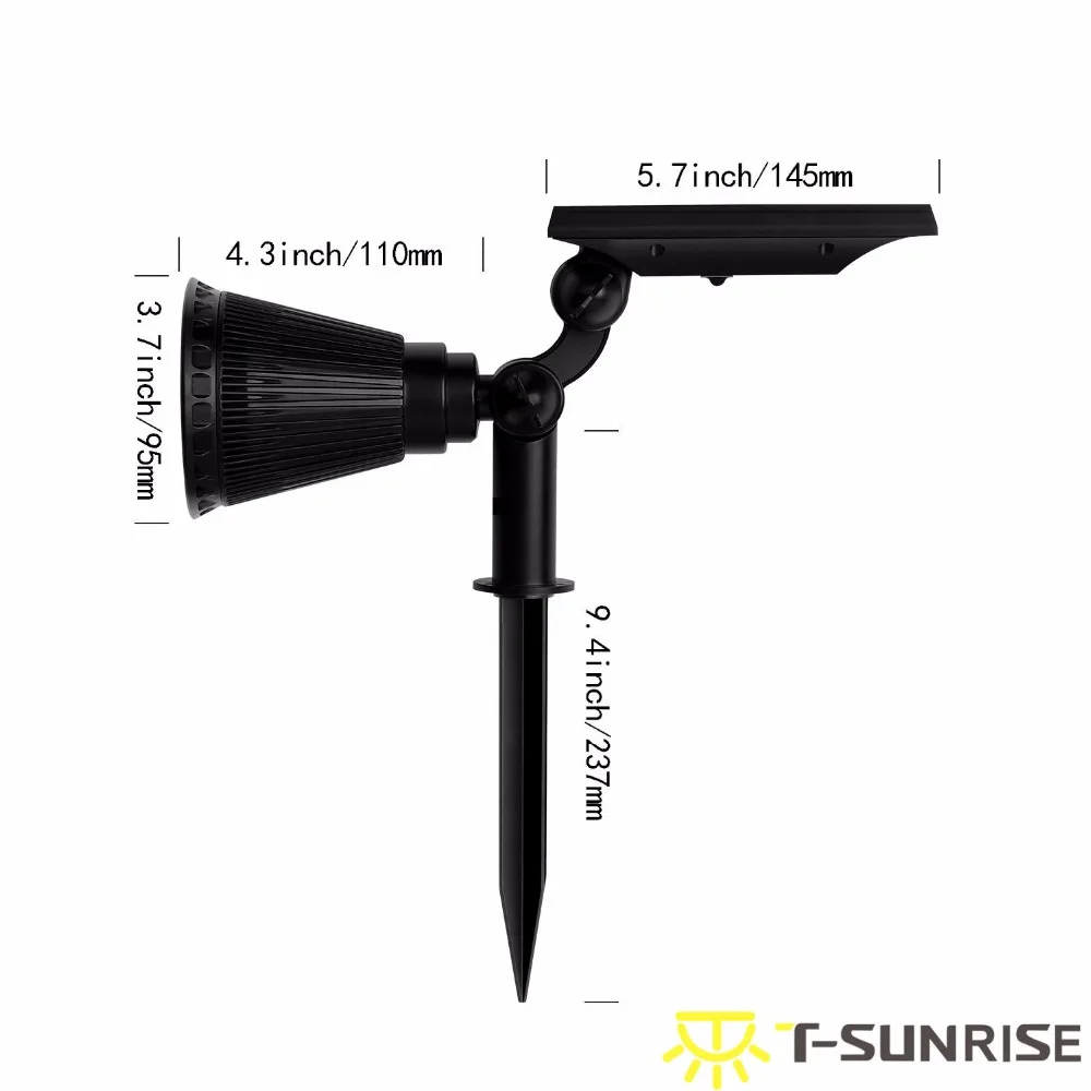 Solar ao ar Água para o Quintal Luz de Parede à Prova T-sunrise Pack Levou Holofotes Livre Led Solar Lâmpada Ip65 Ângulo Ajustável Rgb d' Jardim 4 6 T SUNRISE 4 4 Pack LEVOU Holofotes