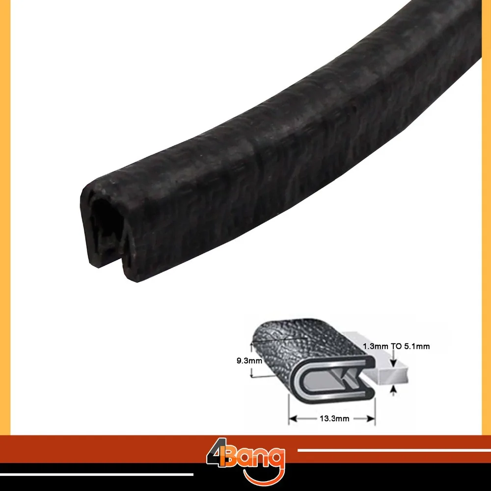 9.3mmx13.3mm BLACK U Channel Vinyl Rubber Edge Trim Camper Pillar